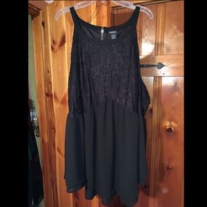 Black lace coins neck blouse